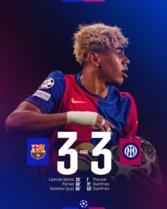 Lire la suite à propos de l’article Ligue des Champions : l’Inter Milan résiste au Barça dans une demi-finale aller homérique